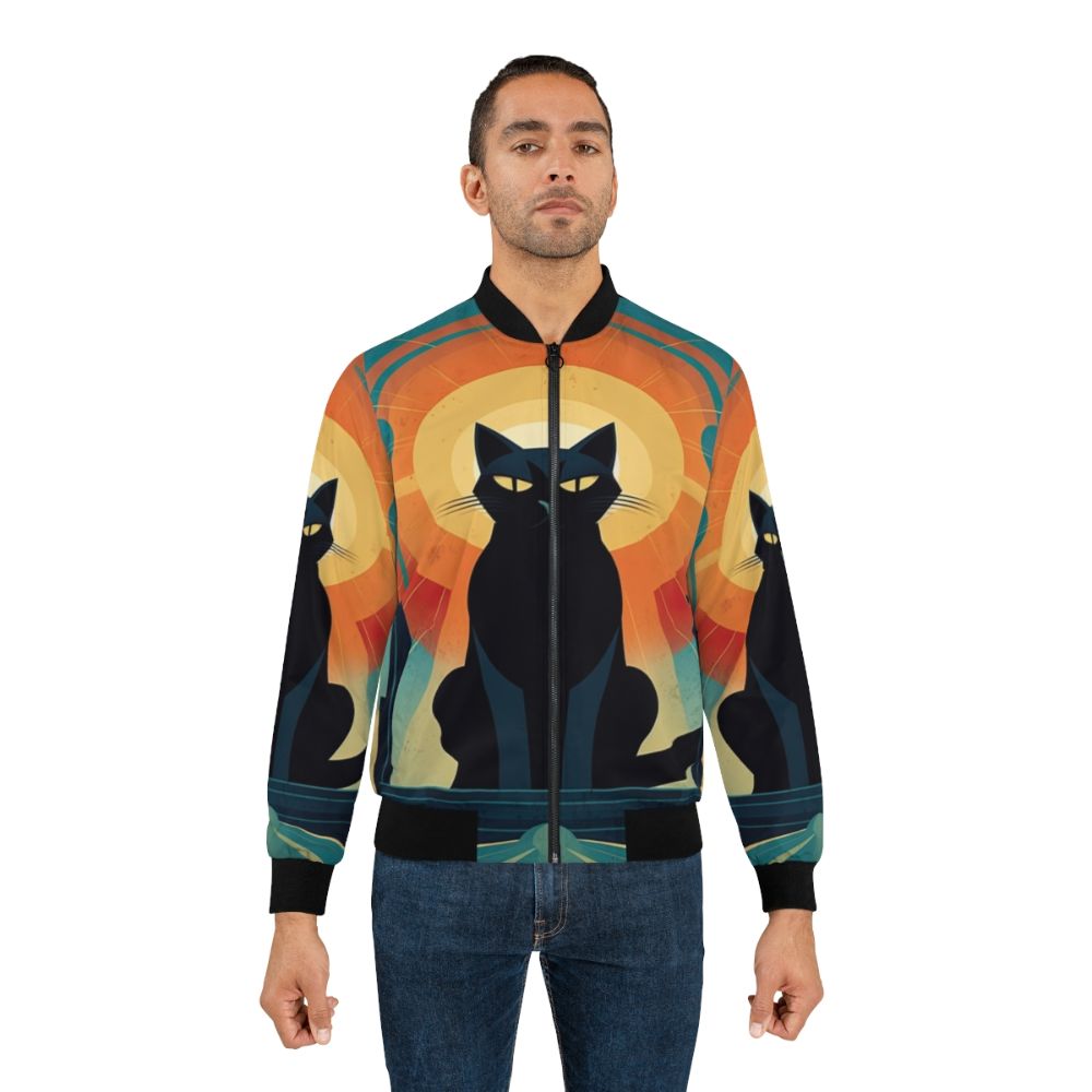 Fashionable art deco cat bomber jacket with a vintage and glamorous design - Lifestyle