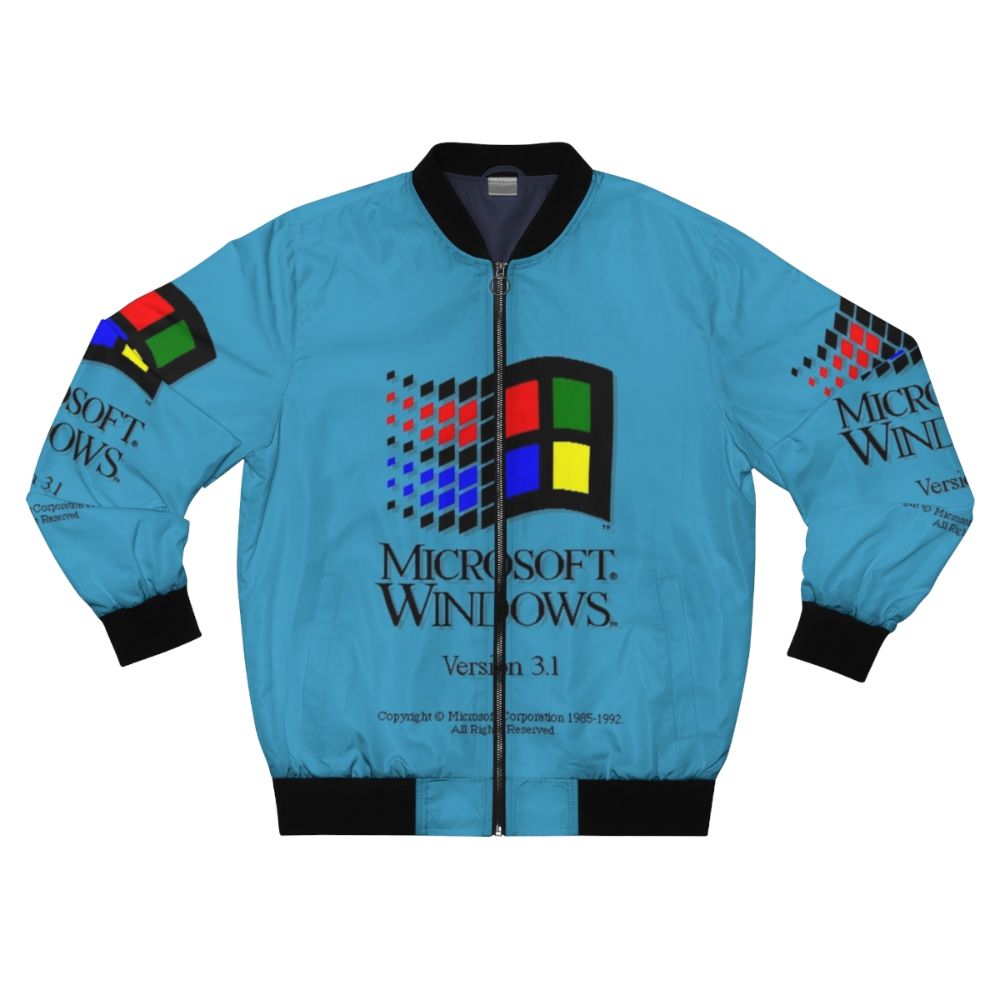 Retro Windows 3.1 inspired bomber jacket for 90s gaming enthusiasts