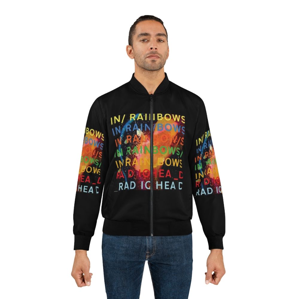 In Rainbows HQ Bomber Jacket with Rainbows and Music Inspired Graphics - Lifestyle