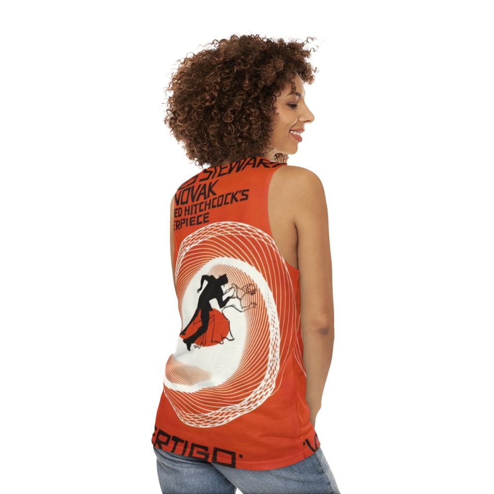 Vintage unisex tank top with retro movie design - women back