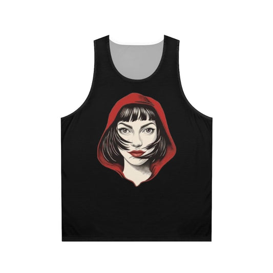 Tokyo Red Hood Unisex Tank Top featuring Money Heist character design