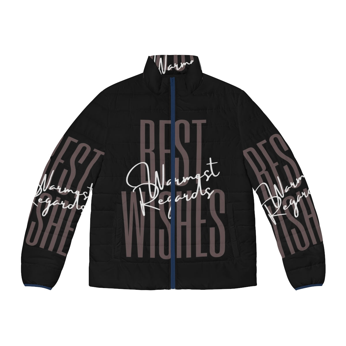 Schitt's Creek inspired "Best Wishes Warmest Regards" puffer jacket