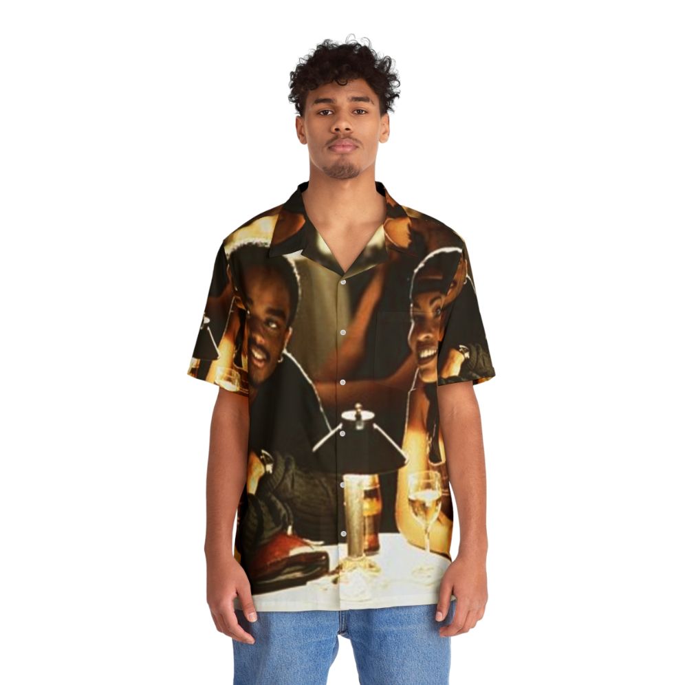 Love Jones inspired Hawaiian shirt with tropical floral pattern - People Front