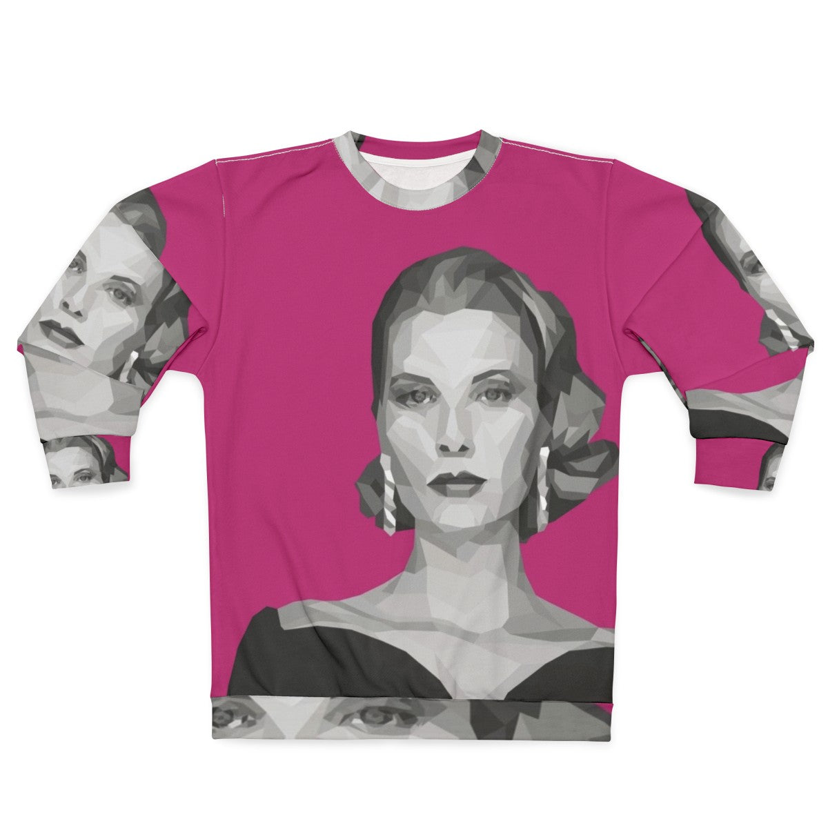 Grace Kelly Geometric Poly Pink Fuchsia Sweatshirt