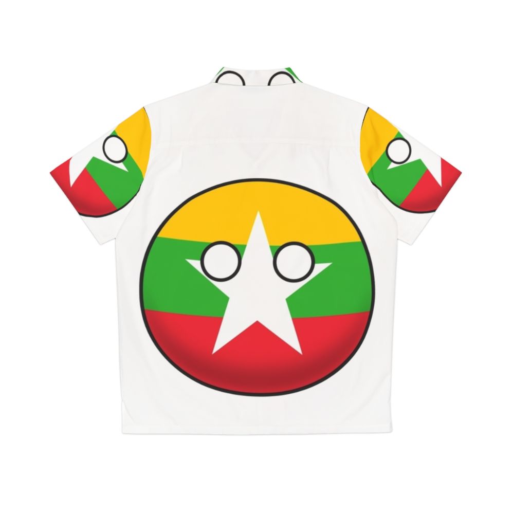 Myanmar Countryball Hawaiian Shirt with Country Flag - Back