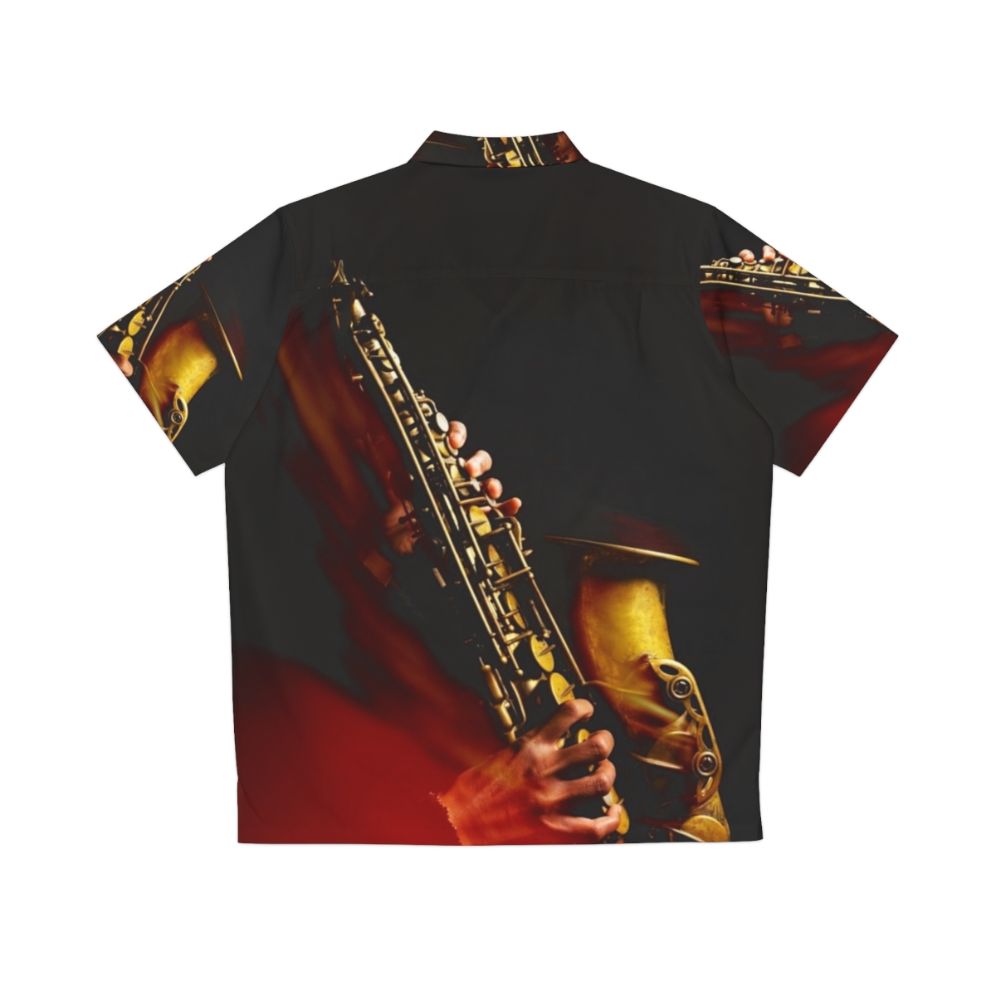 Flaming Red Alto Saxophone Hawaiian Shirt - Back