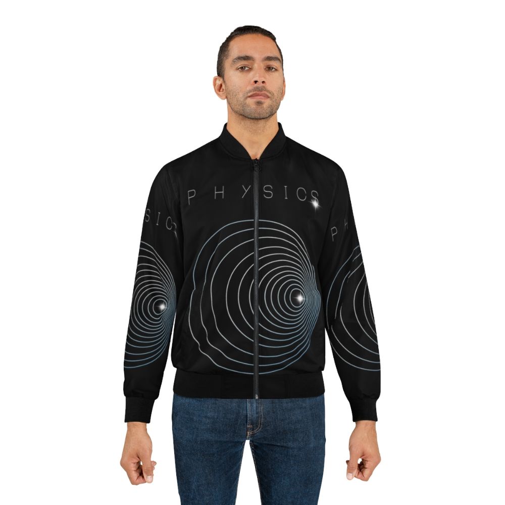 Bomber jacket with a graphic design featuring the Doppler effect, physics, and math elements - Lifestyle