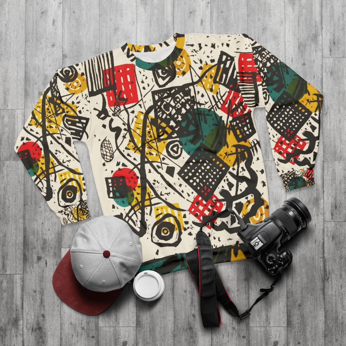 Wassily Kandinsky Abstract Expressionism Sweatshirt - flat lay