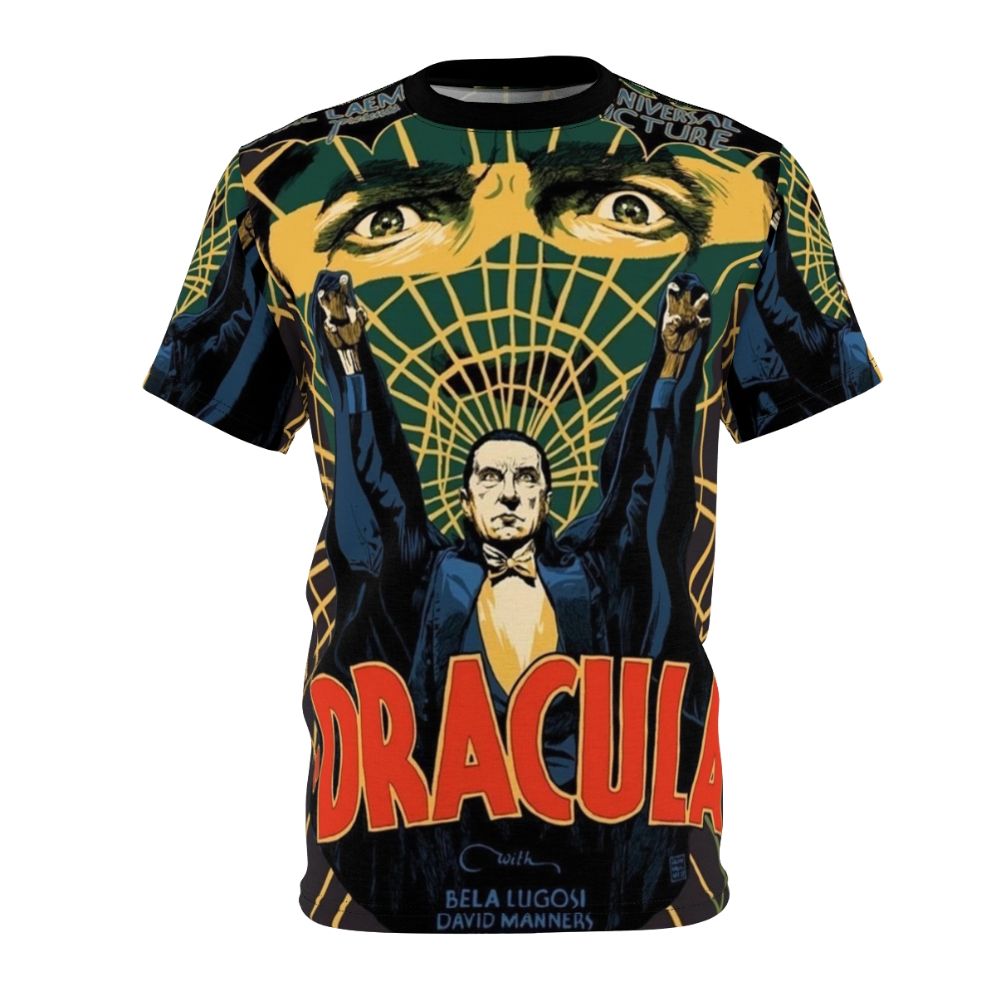 Vintage-style t-shirt featuring Bela Lugosi as Dracula from the 1931 horror classic