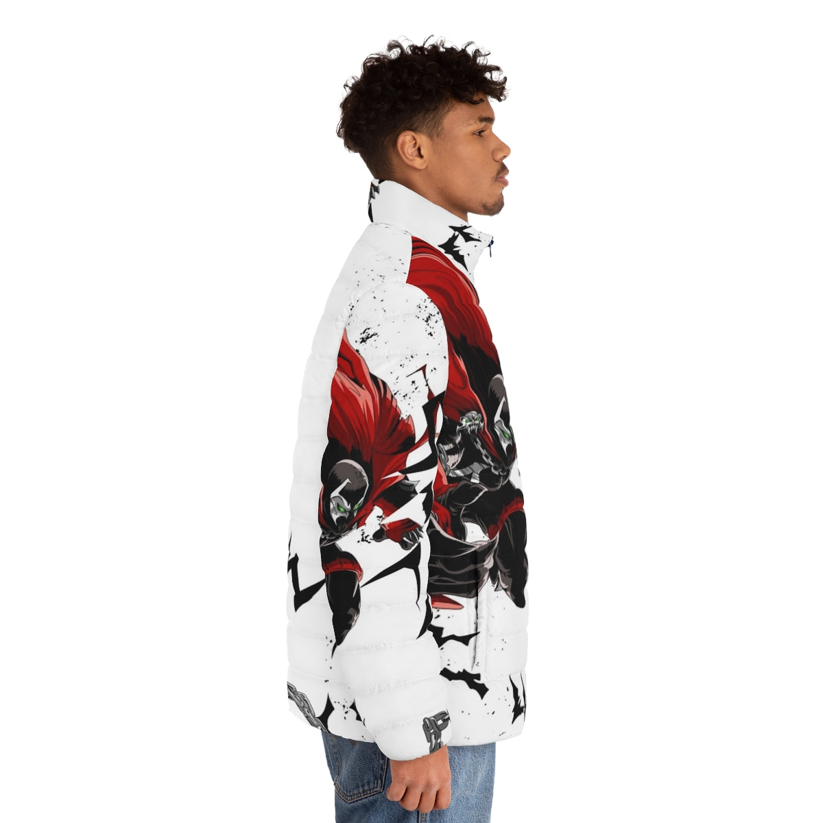 Spawn Sublime White Puffer Jacket - Featuring Iconic Comic Book Character - men side right