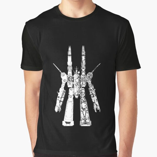 Macross SDF Graphic T-Shirt with Sheryl Nome Mecha Design