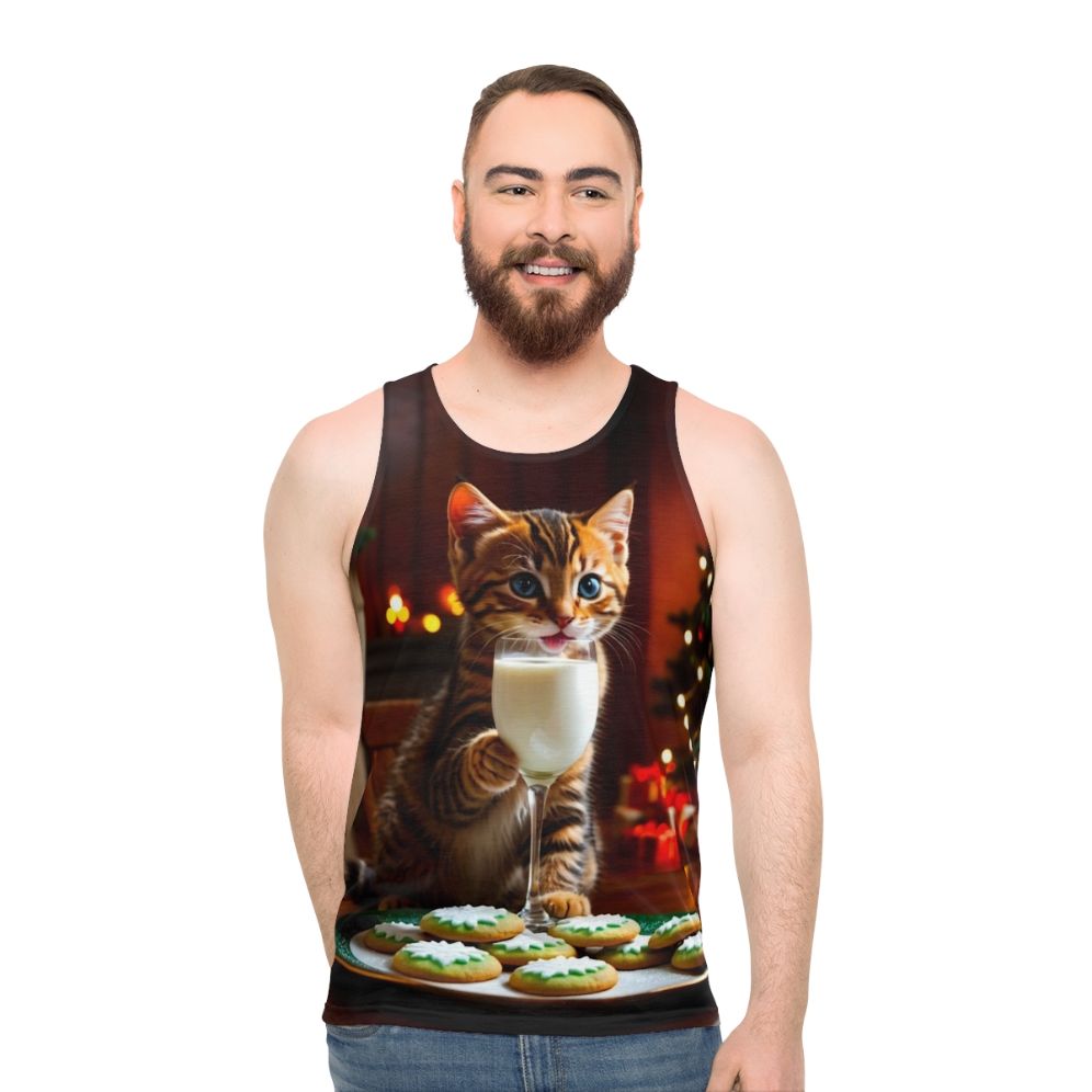 Santa's Secret Helper Unisex Christmas Cat Tank Top - men