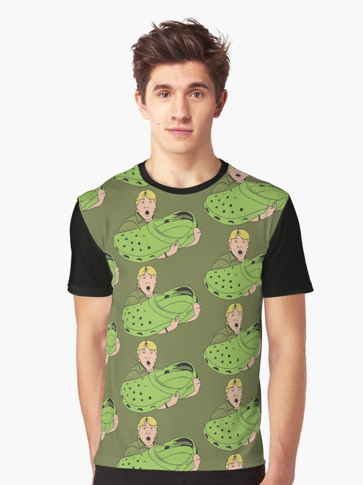 Funny parody graphic t-shirt featuring a crocodile design for croc hunters - Men