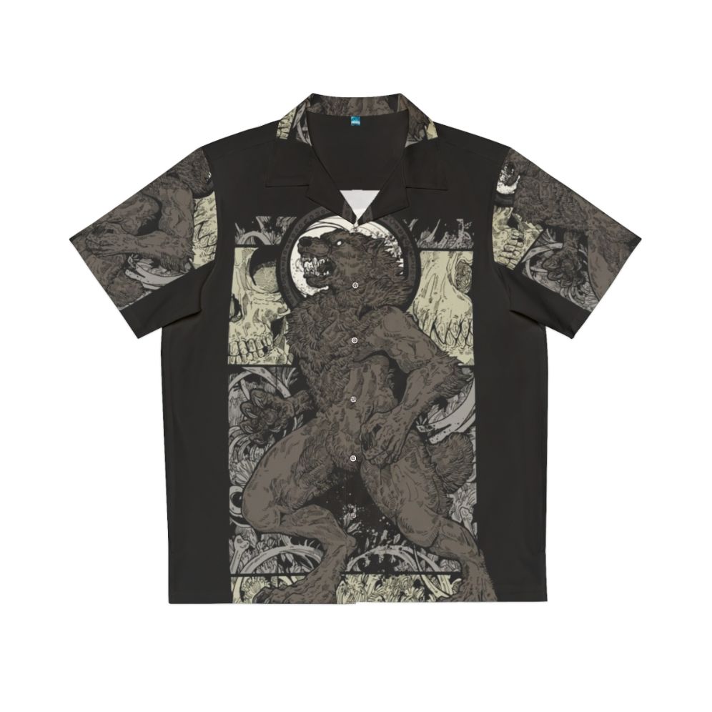 Ritual Wolf Hawaiian Shirt featuring a wolf and skull design