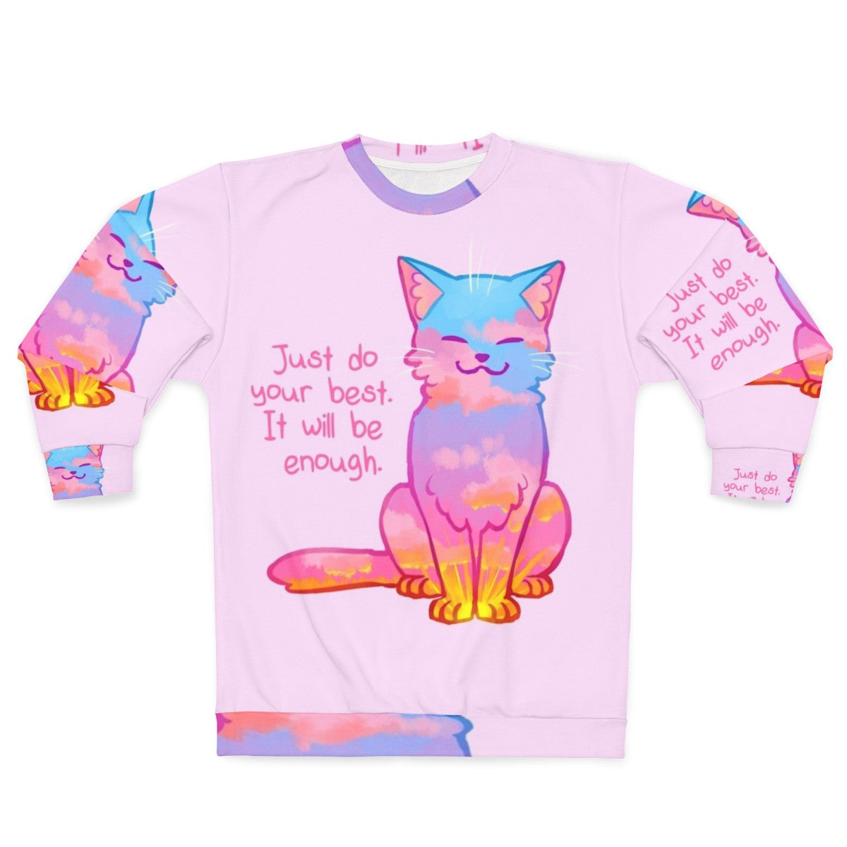 Sunset cat sweatshirt with positive affirmation