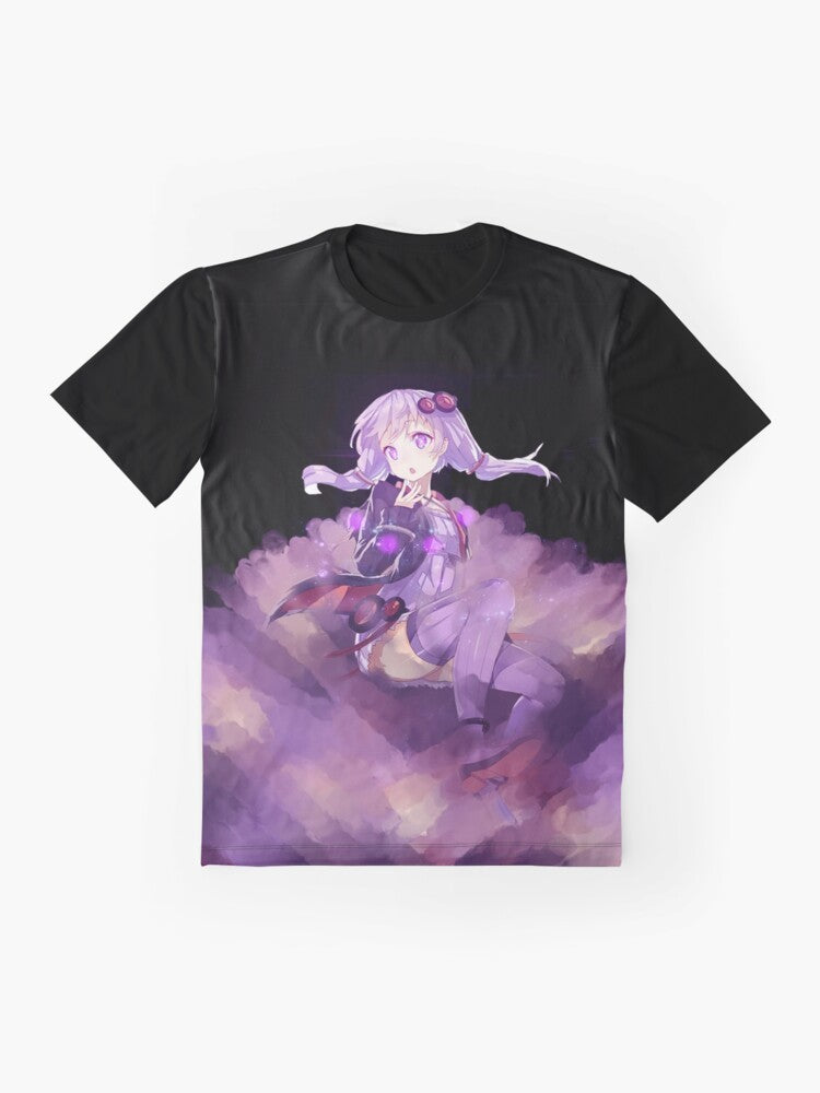 Yuzuki Yukari Vocaloid anime graphic design printed on a t-shirt - Flat lay