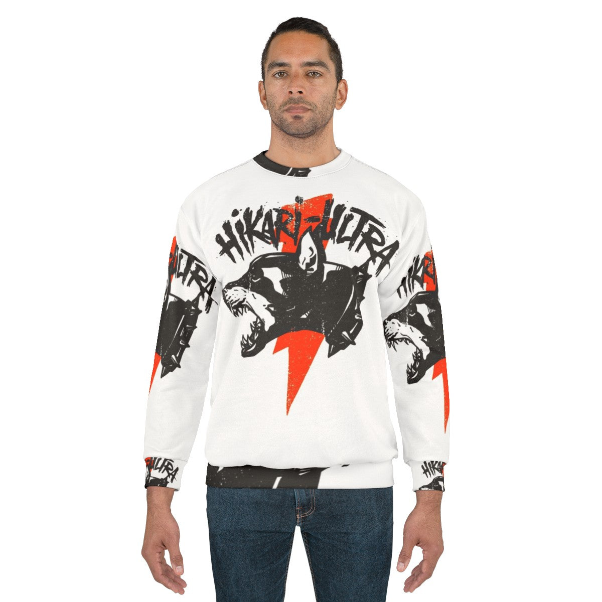 Vintage-inspired thunder dog red grunge sweatshirt - men