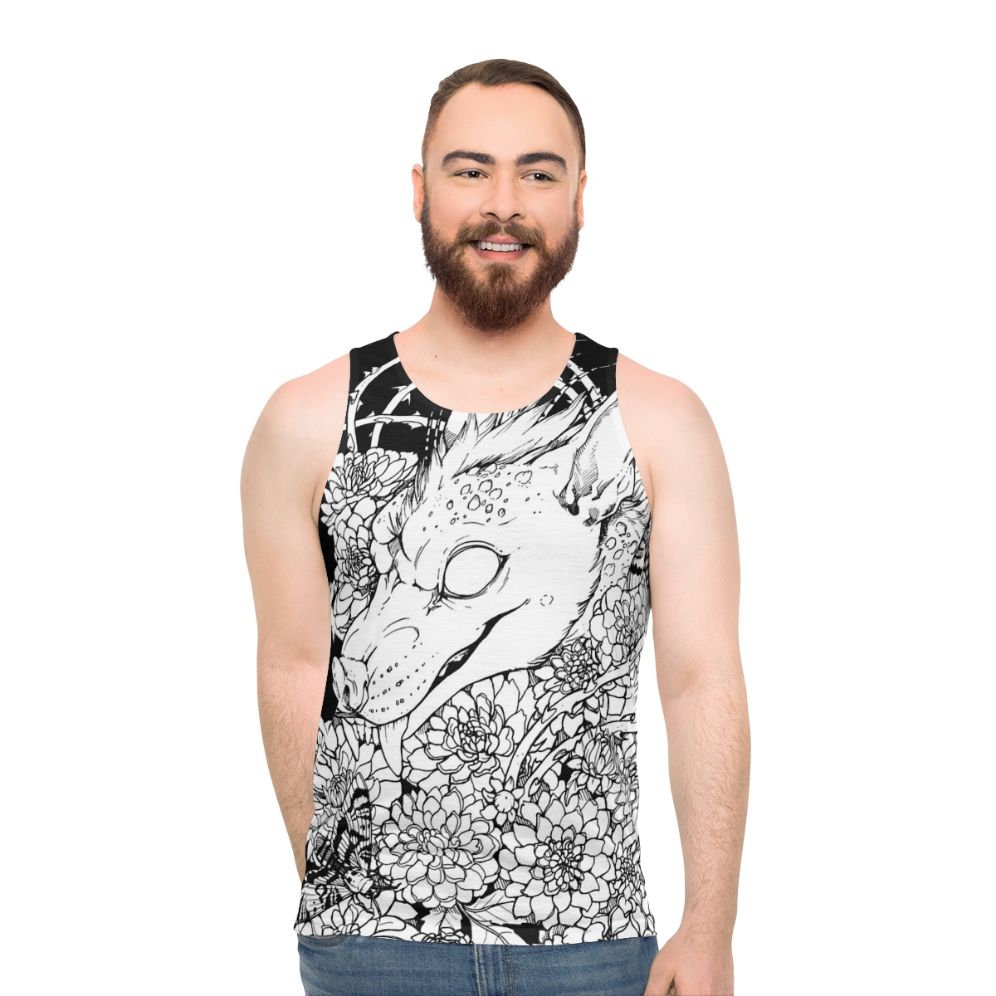 Chupacabra Unisex Tank Top with Floral Design - men