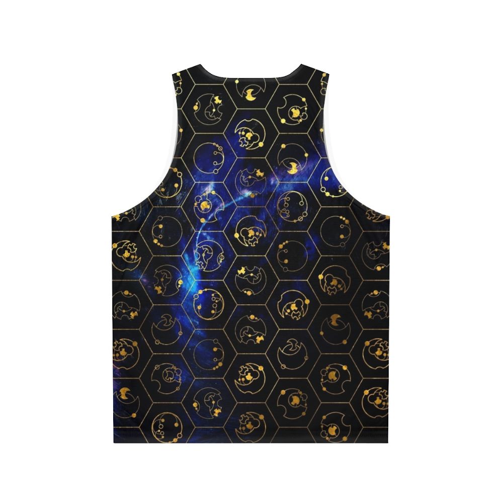 Gallifreyan Time Lord Alphabet Unisex Blue Tank Top - Back