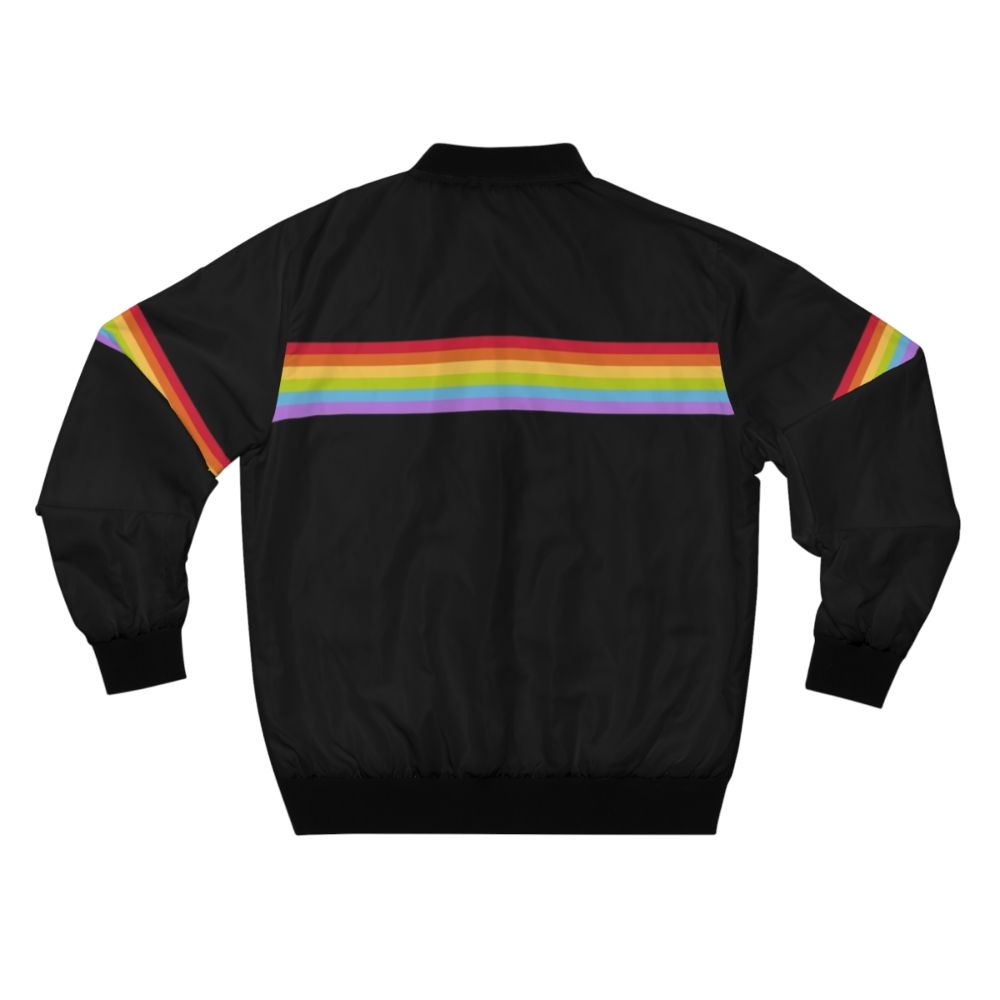 Gay Pride Rainbow Stripe Bomber Jacket - Back