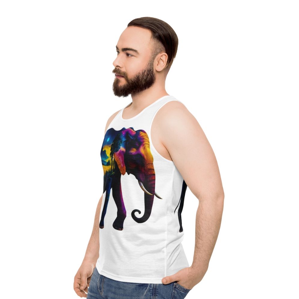 Elephant and nature unisex tank top design - men side