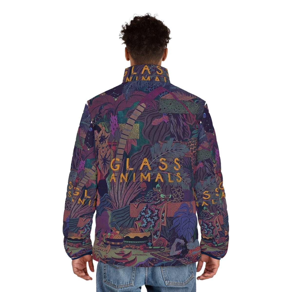 Glass Animals Zaba Puffer Jacket 2 with album art design - men back