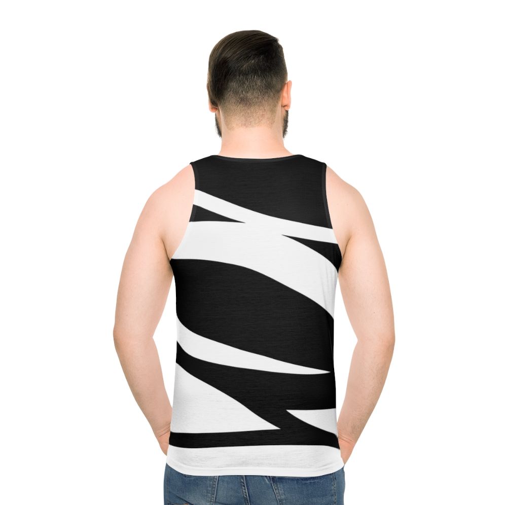 Modern abstract waves graphic unisex tank top - men back