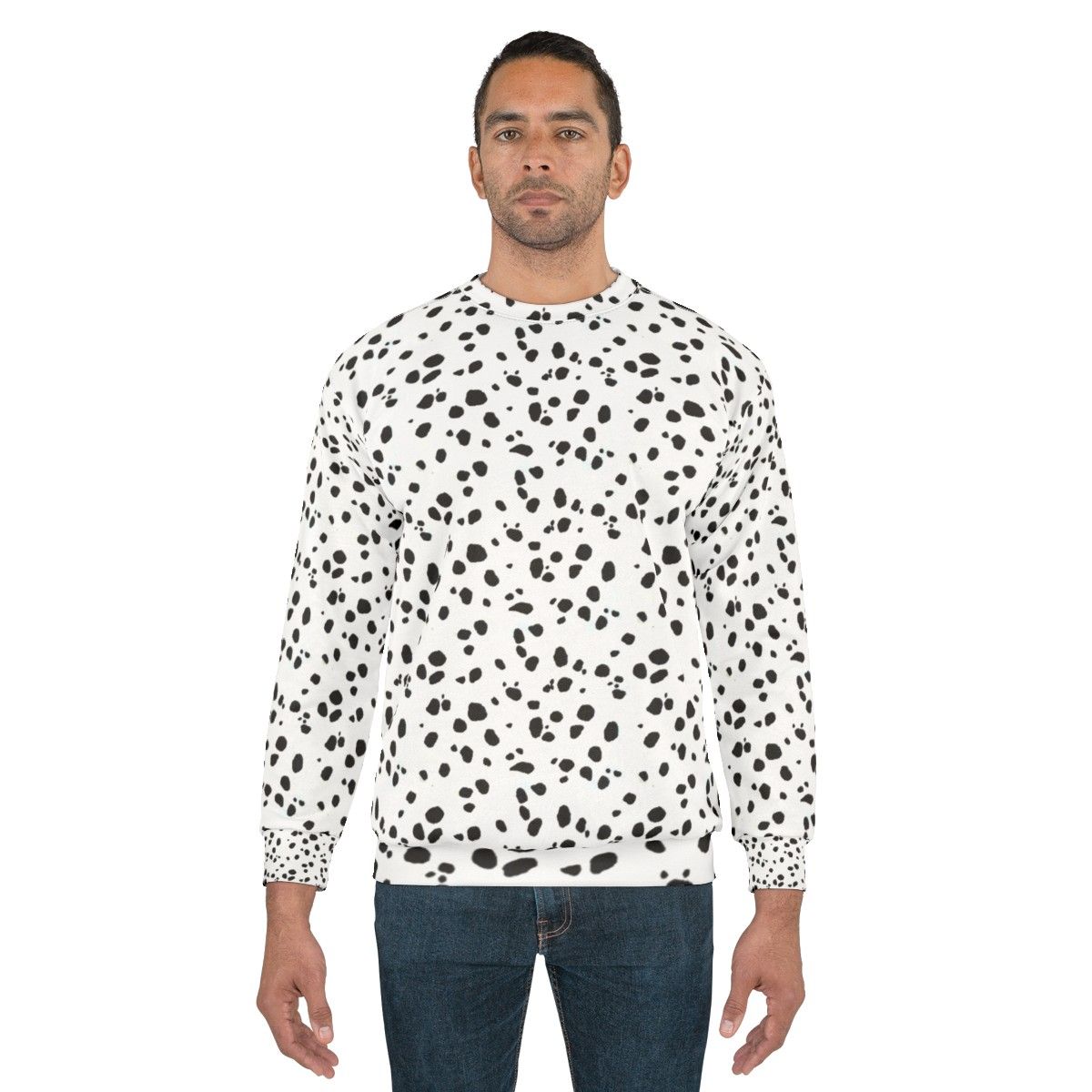 Dalmatian print sweatshirt with cute black and white spot pattern - men