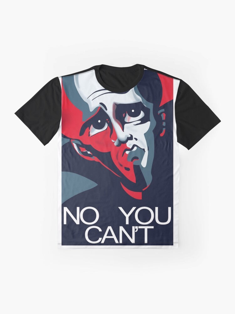 Megamind "No You Can't" Graphic T-Shirt featuring the iconic quote from the DreamWorks movie - Flat lay