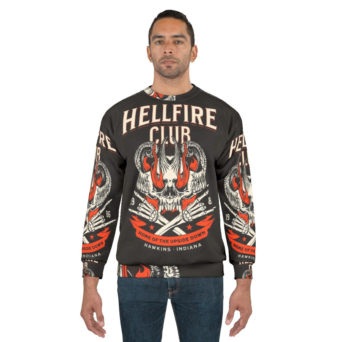 Hellfire Club Stranger Things Sweatshirt 2 featuring 1980s retro design - men