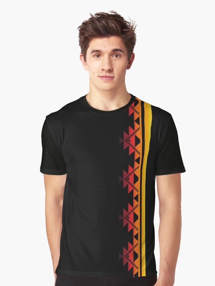 Klamath tribes graphic t-shirt featuring a sunset mountain design - Men