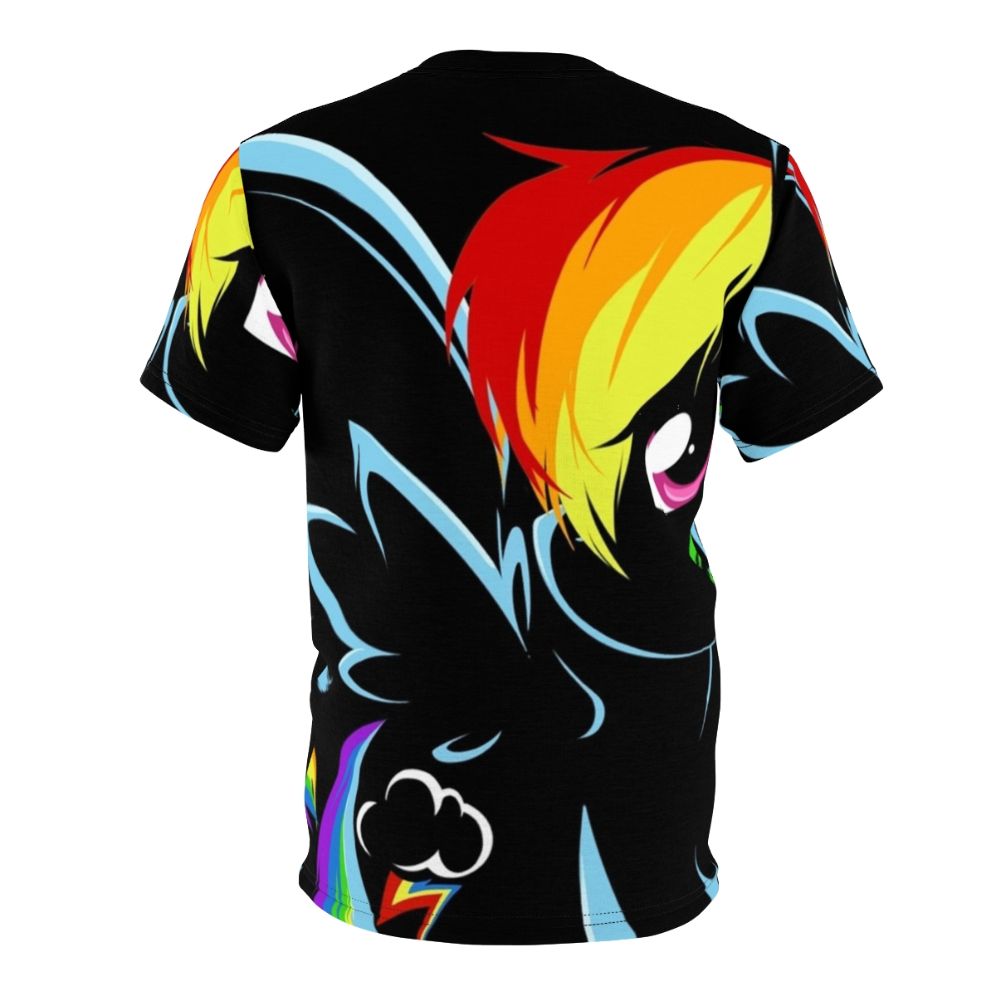 Vibrant t-shirt design featuring a rainbow-colored horse inspired by the My Little Pony animation series. - Back