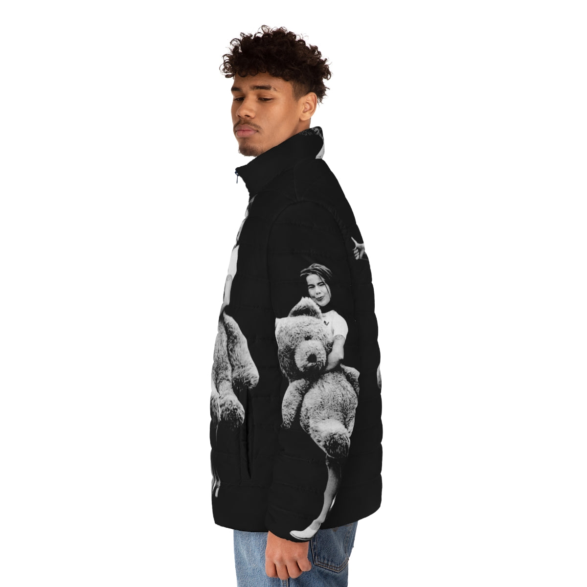 Bjork inspired teddy bear puffer jacket in oversized fit - men side left