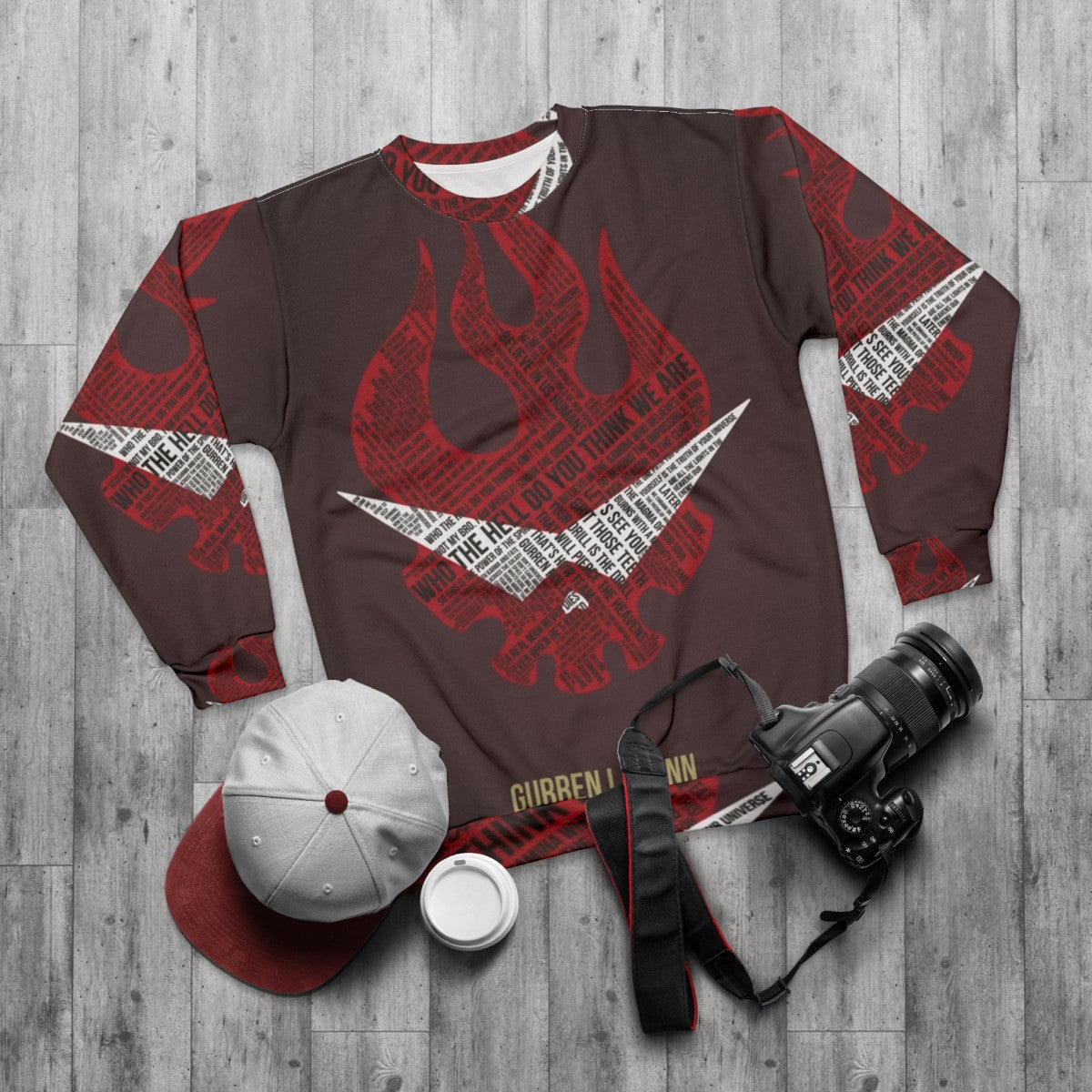 Gurren Lagann anime typography design sweatshirt - flat lay