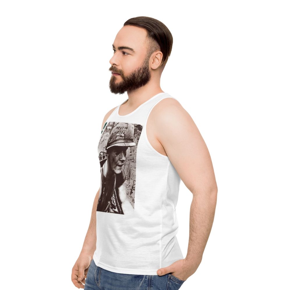 Unisex tank top with graphic design for music fans - men side