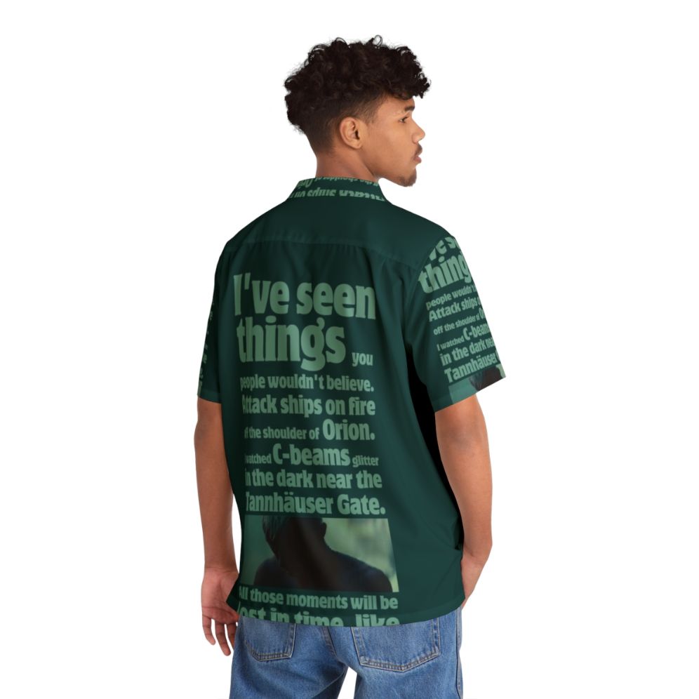 Blade Runner Quote Hawaiian Shirt with "Like Tears in Rain" Quote - People Back