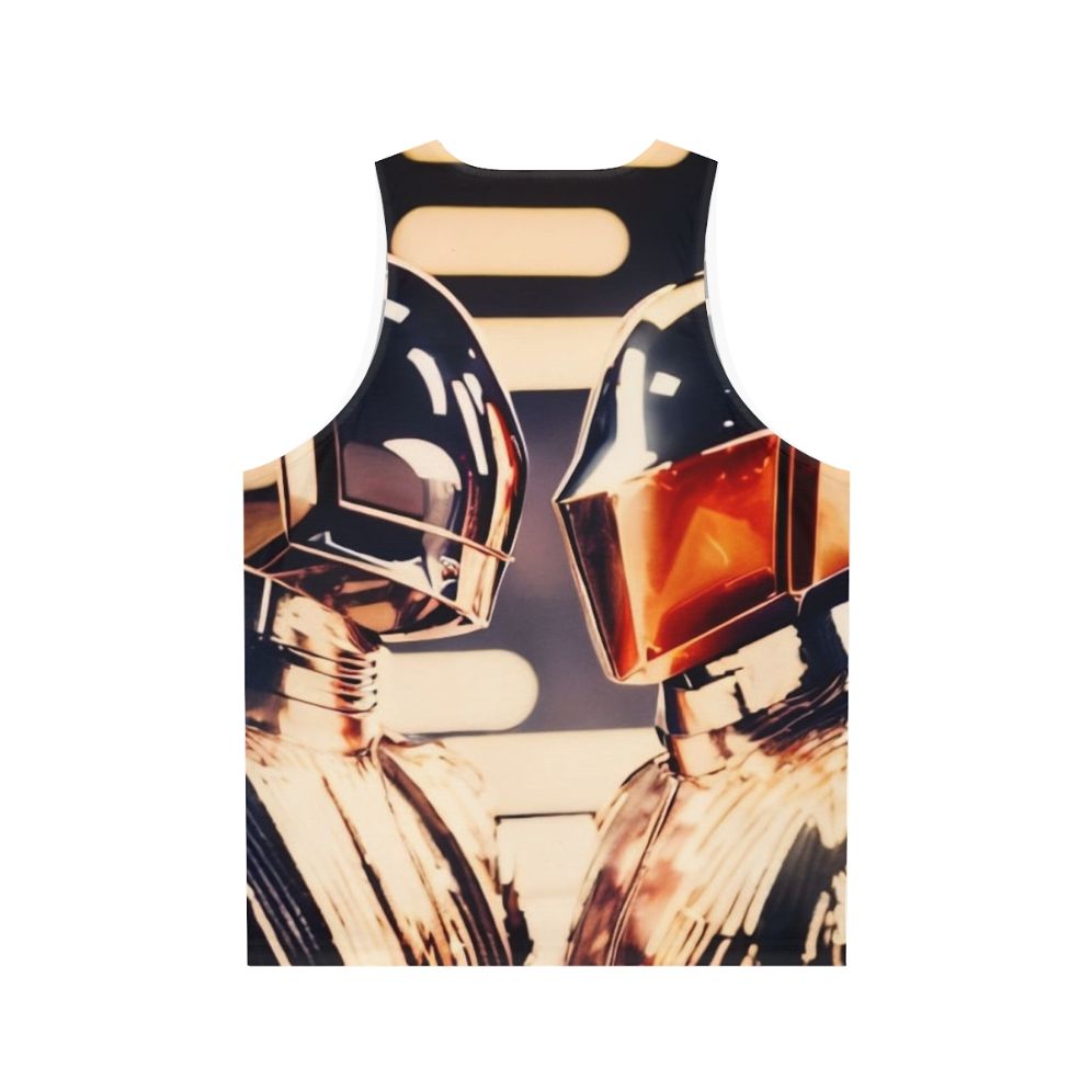 Unisex retro 70s disco tank top with robot design - Back