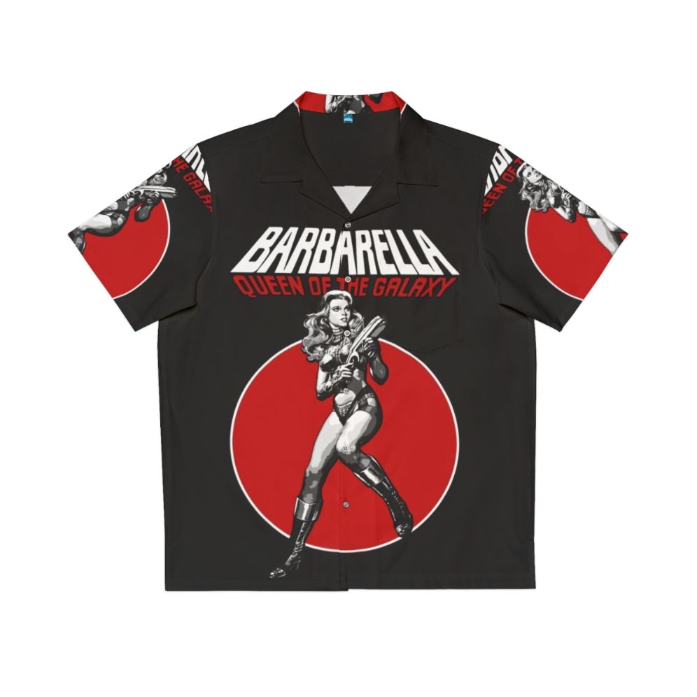 Retro Hawaiian shirt with Barbarella, Jane Fonda's iconic science fiction movie character