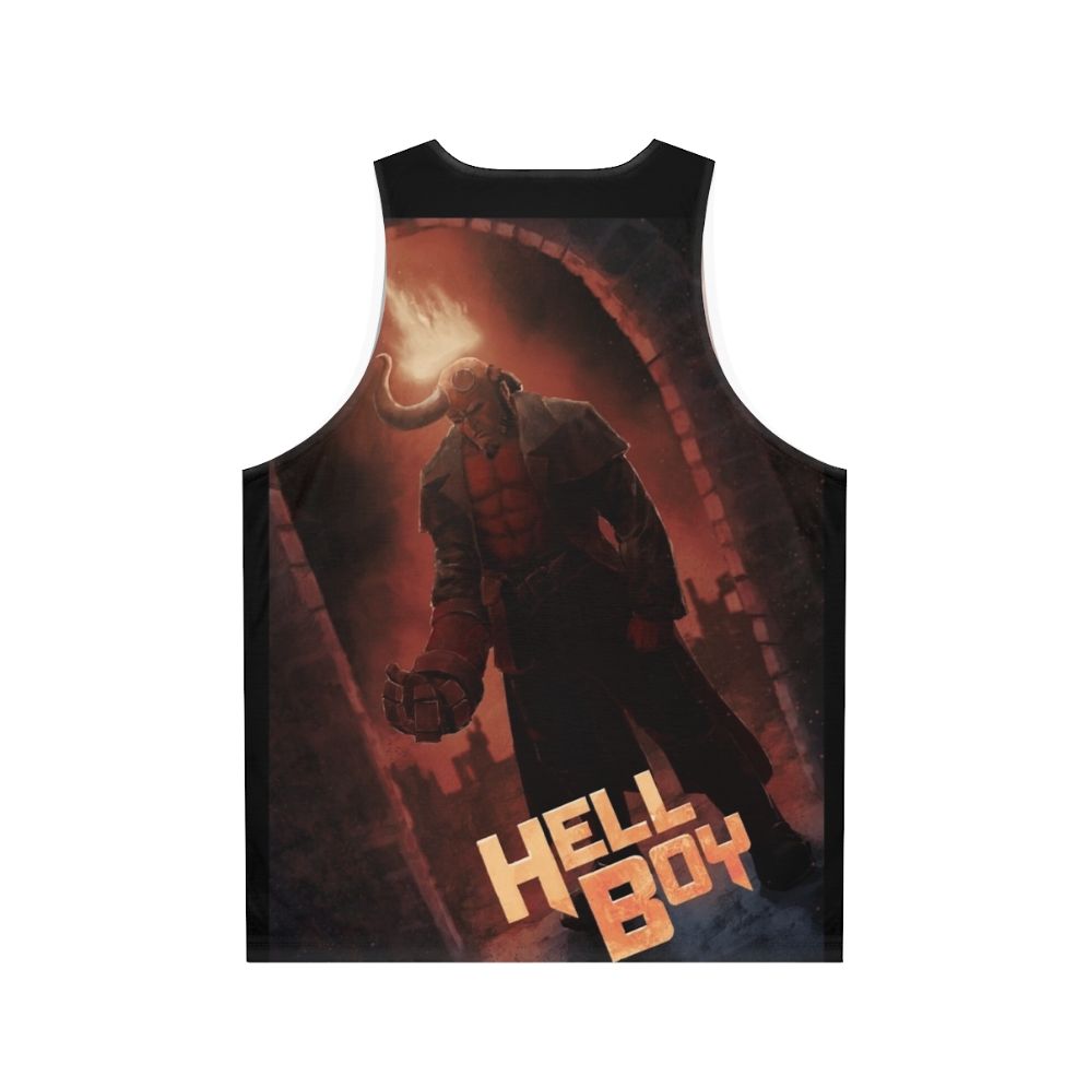 Hellboy fan art graphic on unisex tank top - Back