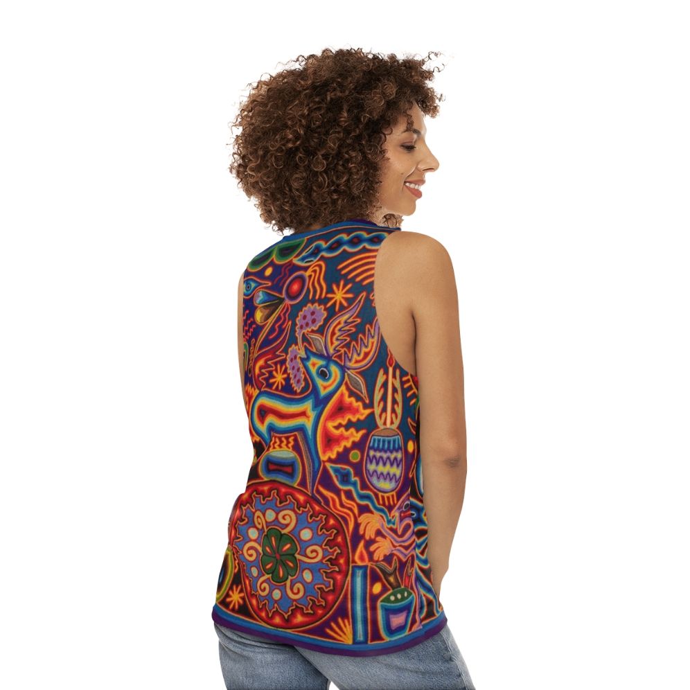 Huichol Unisex Mexican Skull Tank Top - women back