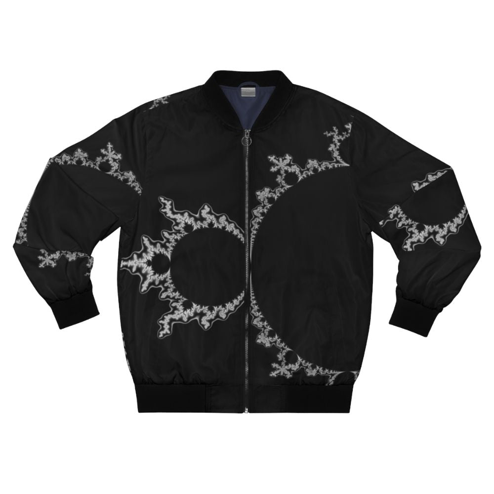 Monochrome Outline Mandelbrot Set Design Bomber Jacket