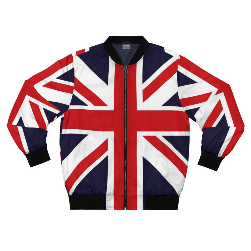 Union Jack British Punk Bomber Jacket with Rose Graphic