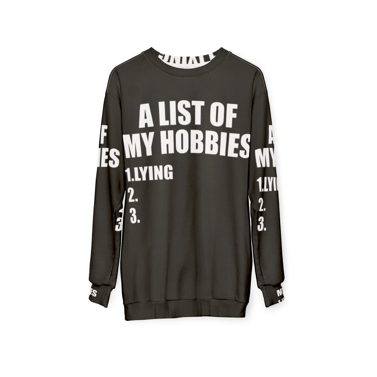 "A List of My Hobbies Lying" Funny Sweatshirt - hanging