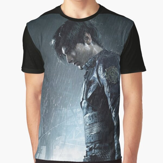 Leon Kennedy from the Resident Evil video game series on a graphic t-shirt