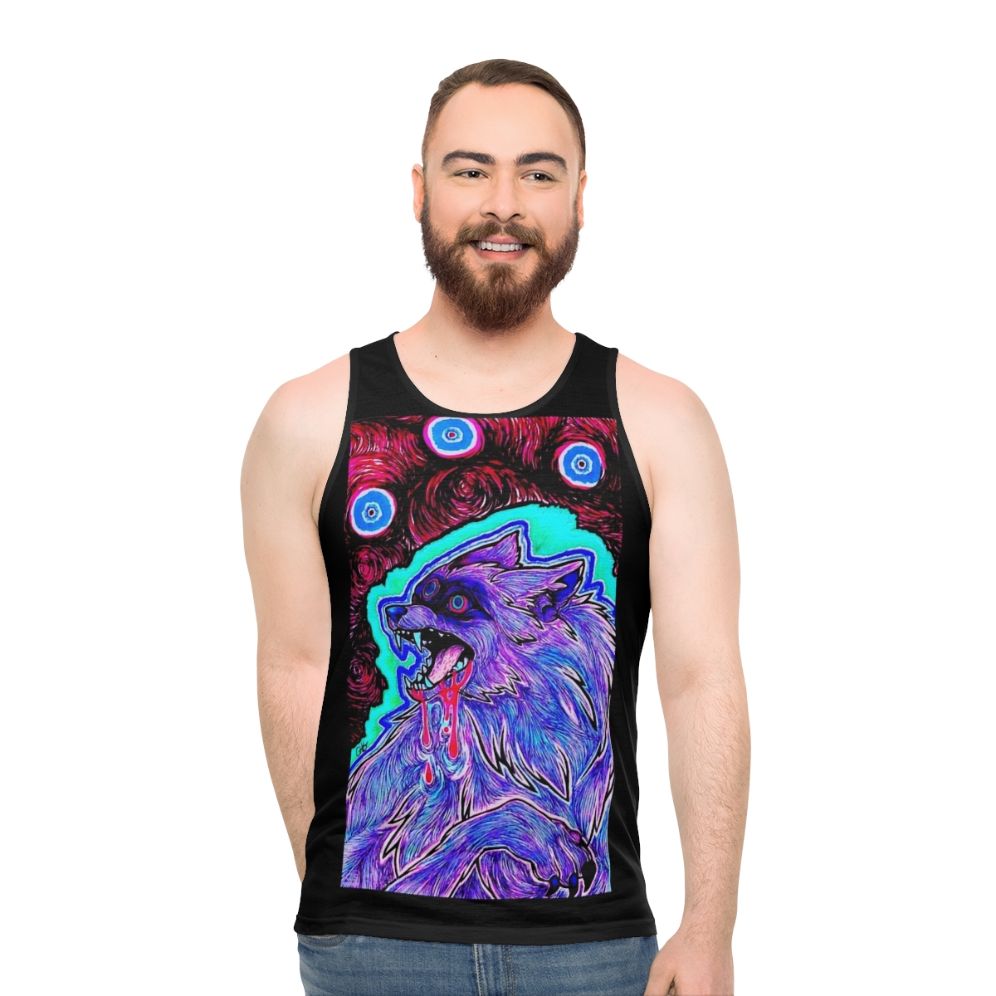 Psychedelic canine design unisex tank top - men