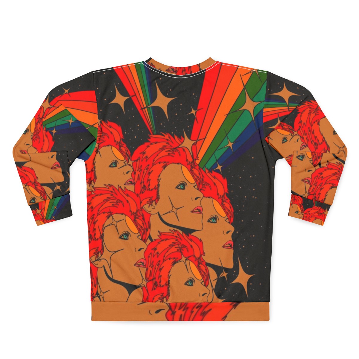 Starman Sweatshirt with Retro Psychedelic 70s Glam Rock Cosmic Design - Back