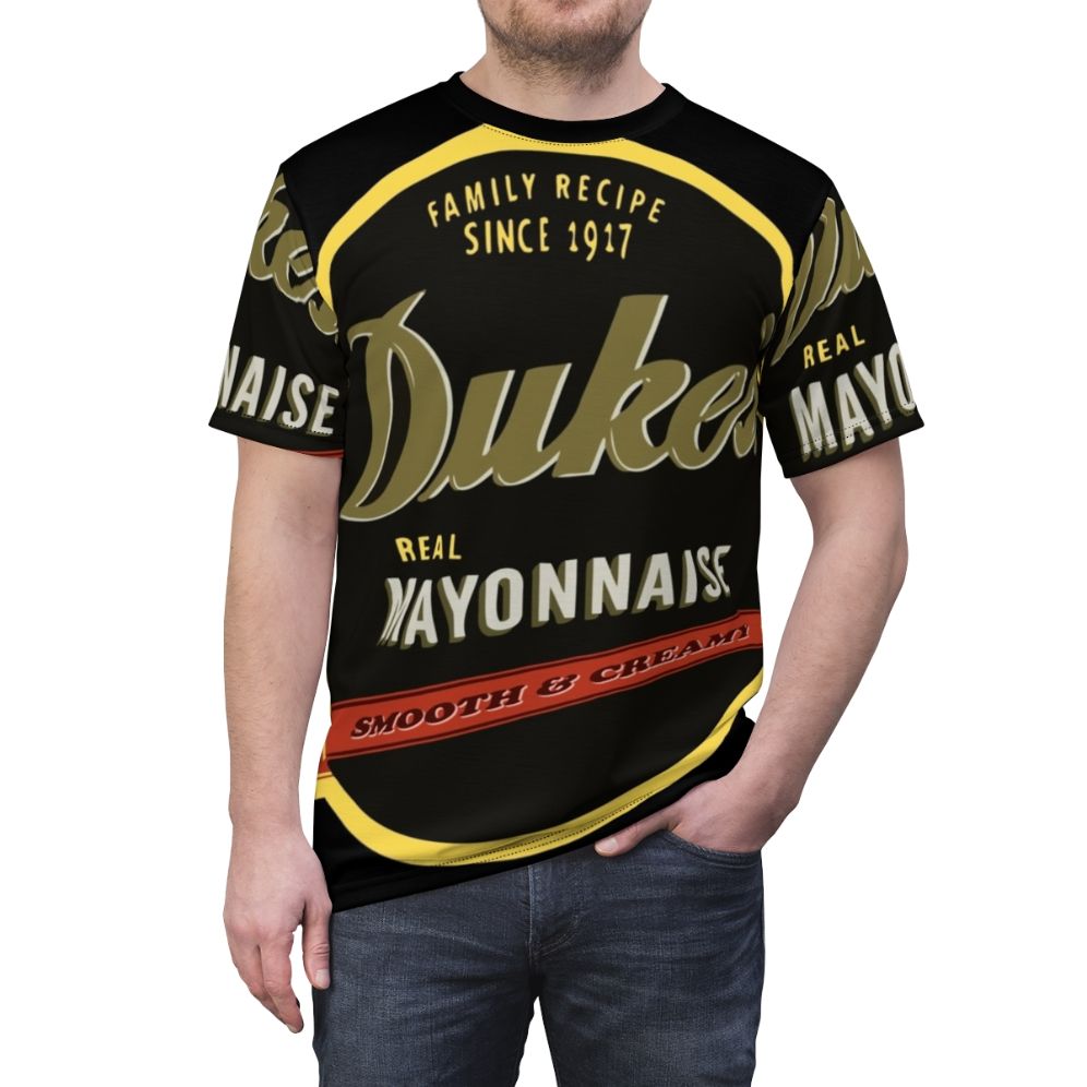 Vintage-style Duke's Mayo graphic printed on a high-quality t-shirt - men front