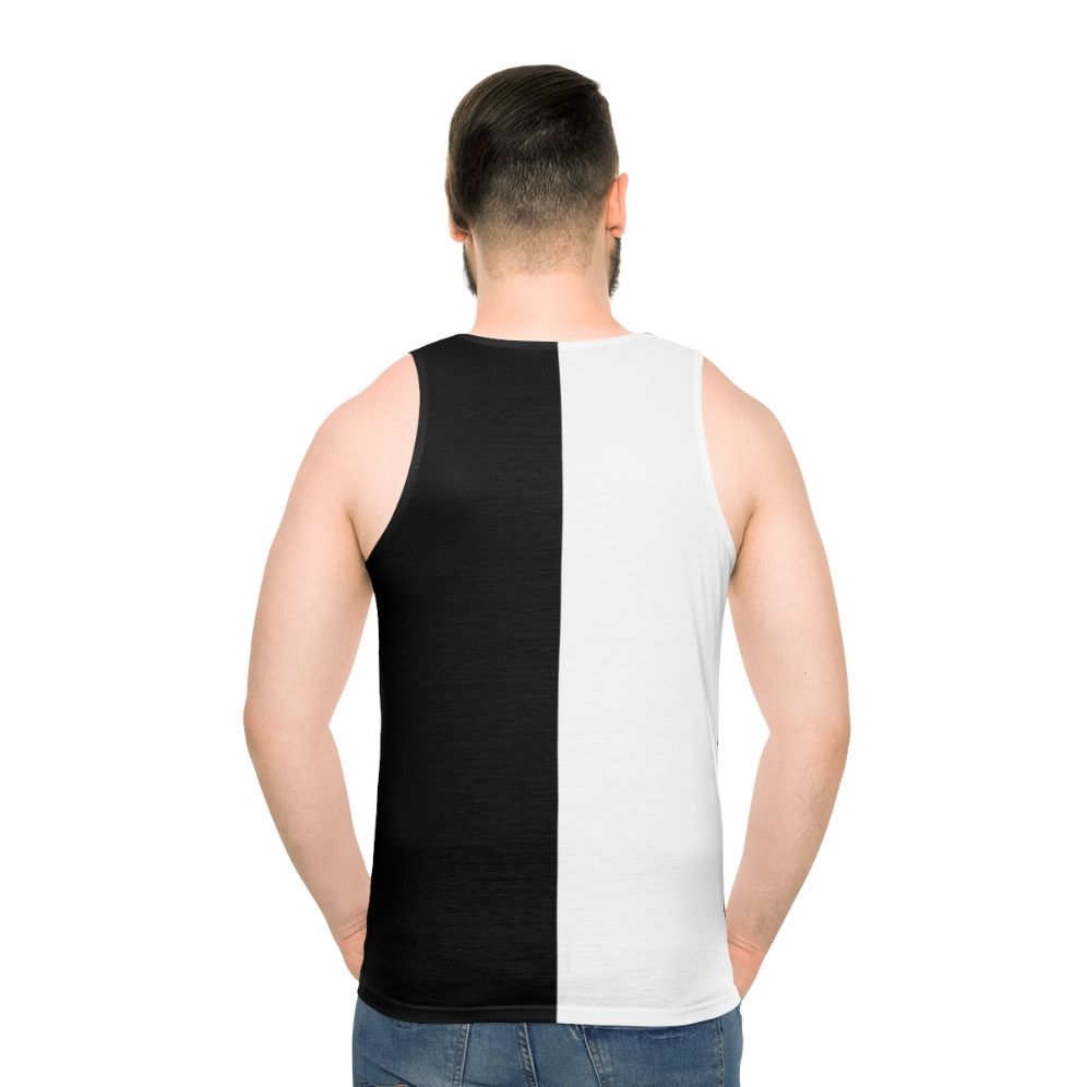 Monochrome half black half white unisex tank top - men back