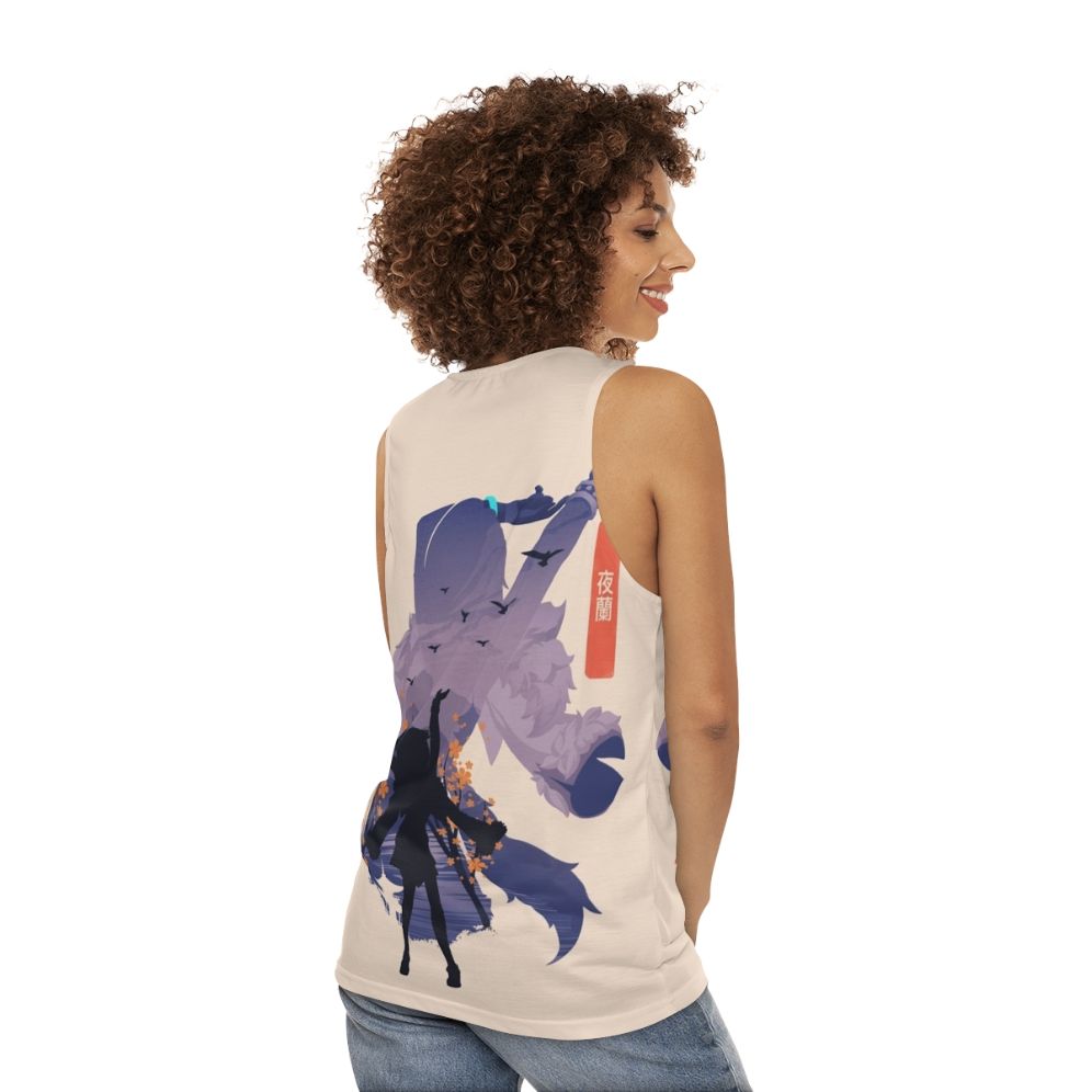 Umbrabilis Orchis unisex tank top with anime-inspired design - women back