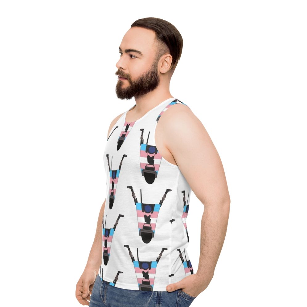 Borderlands Claptrap Trans Pride Unisex Tank Top - men side